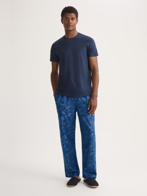 Derek Rose Men's Lounge Pants Cotton Jacquard Navy Blue Camo Rose Weave