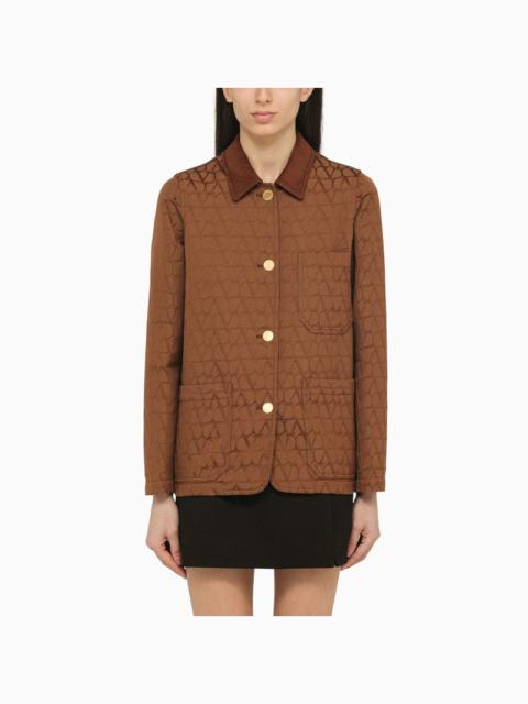 Valentino Brown Cotton Blend Toile Iconographe Jacket Women