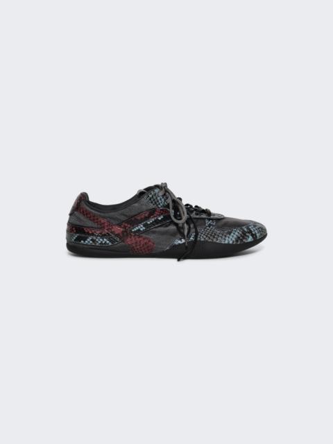 Miu Miu Gymnasium Python-print Ayers Leather Sneakers Slate Grey And Astral Blue