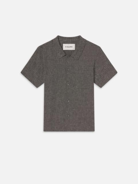 FRAME Textured Short Sleeve Shirt in Black Multi