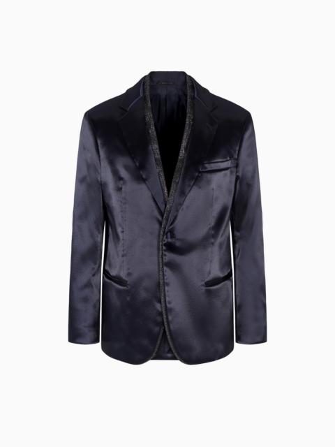 GIORGIO ARMANI SOHO LINE SILK-BLEND RHINESTONE TUXEDO JACKET