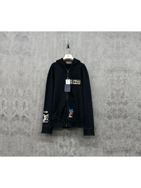 Louis Vuitton Louis Vuitton embroidered logo zip-up jacket