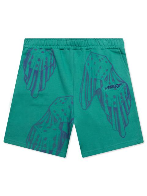 AWAKE NY DICE PRINT SWEAT SHORT - TEAL/PURPLE