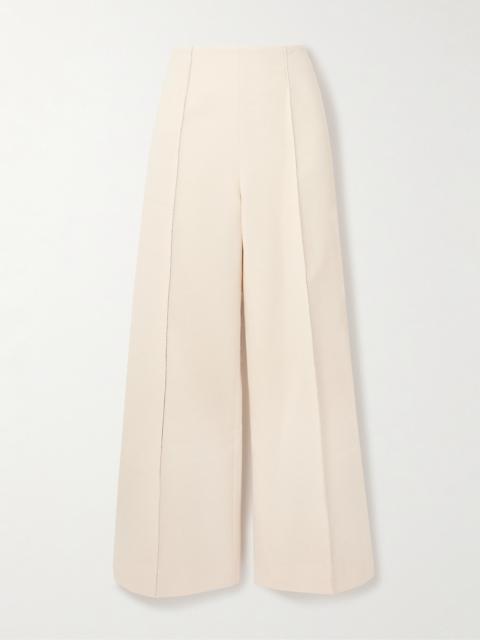 EMILIA WICKSTEAD Daffy Pleated Topstitched Cotton-blend Canvas Wide-leg Pants