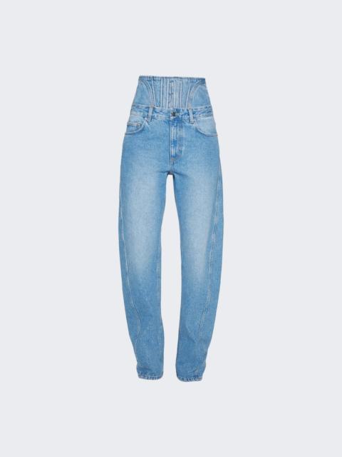 MUGLER High Waisted Corset Jeans Medium Blue