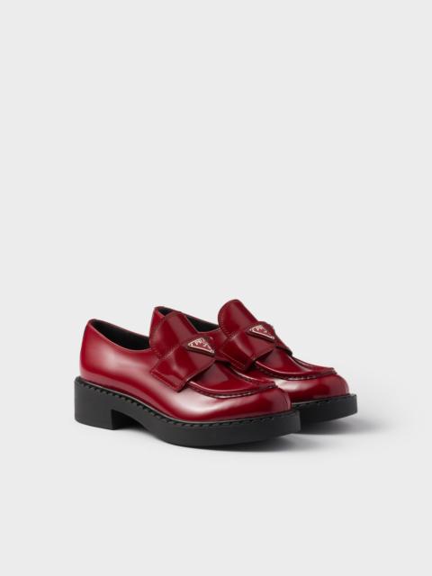 Prada Chocolate brushed leather loafers