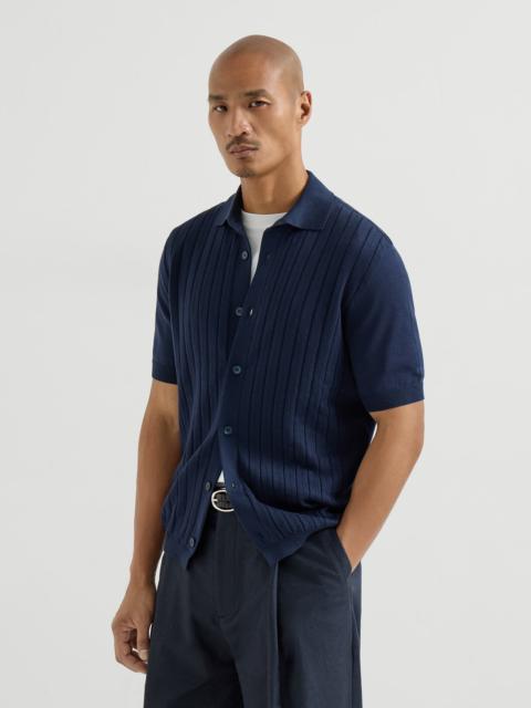 Brunello Cucinelli Cotton textured rib knit shirt