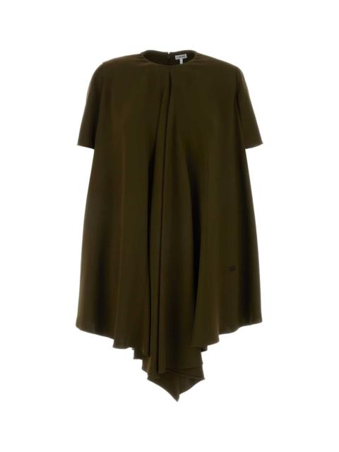 Loewe Loewe Women Khaki Stretch Cady Mini Dress