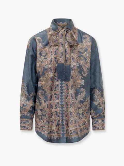 Zimmermann Zimmermann Valiant Relaxed Silk Shirt Blue