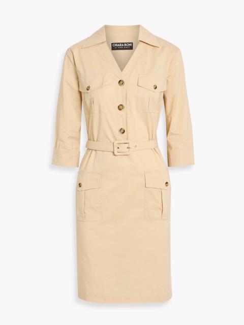 Other Designers Racha belted cotton-blend poplin mini shirt dress