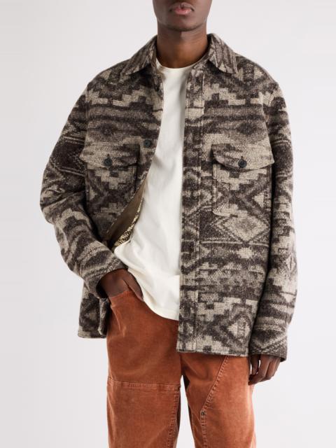 Isabel Marant Isabel Marant Kervon Geo Pattern Peached Button-Up Jacket in Dark Brown at Nordstrom