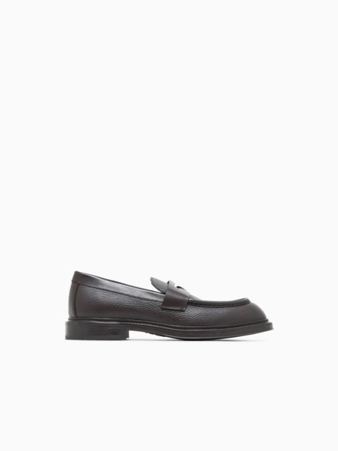 EMPORIO ARMANI PEBBLED LEATHER LOAFERS