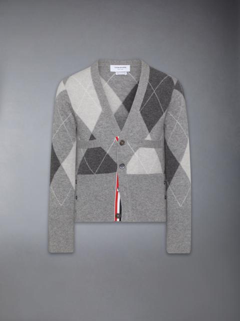 Thom Browne ARGYLE INTARSIA CASHMERE V NECK CARDIGAN