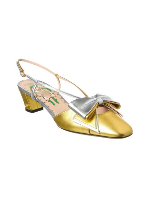 Valentino Valentino Bow 45 Leather Slingback Pump