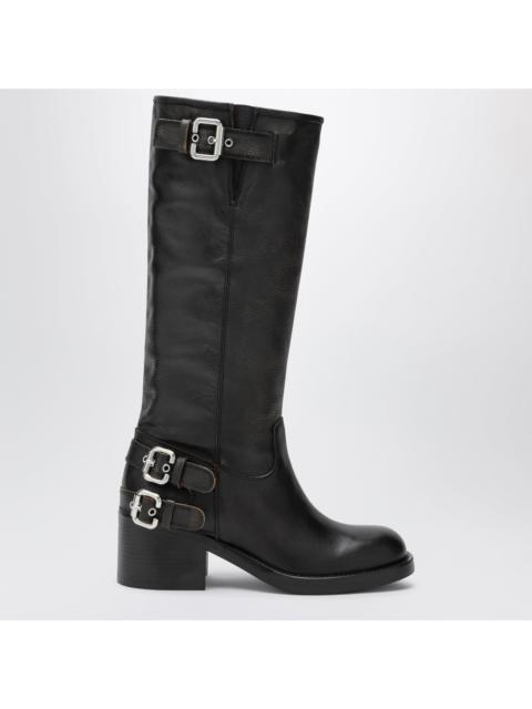 Chloé Chloe Dakota Knee-High Biker Boots In Black Leather Women