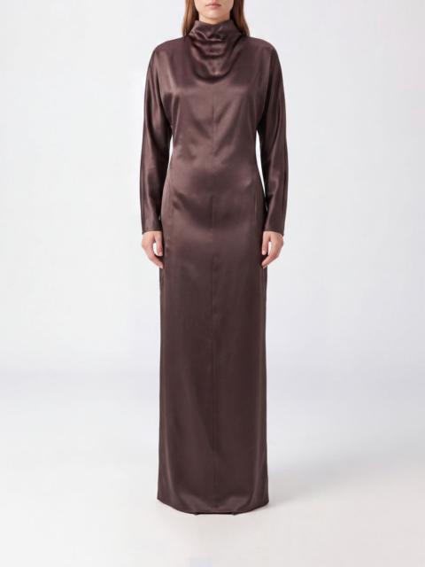 Max Mara Max Mara Women Max Mara Long Silk Sheath Evening Gown With Draped High Neck