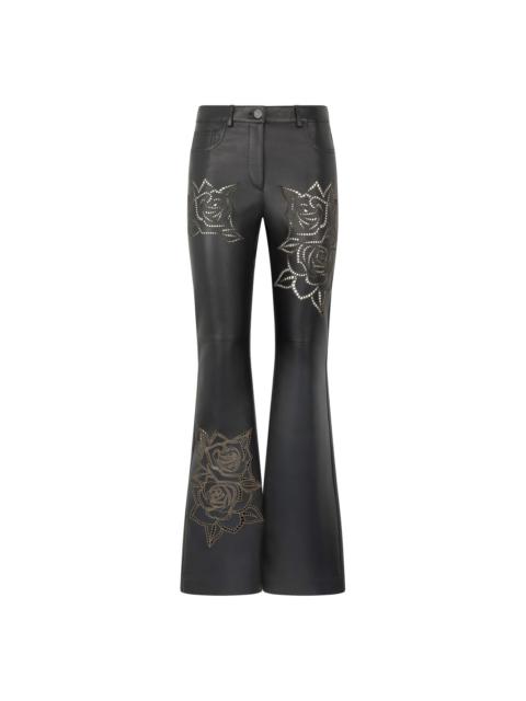 Roberto Cavalli floral-embroidery flared trousers