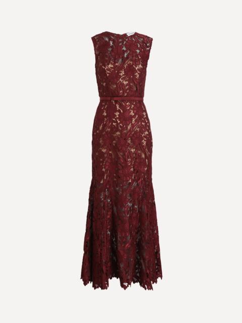 self-portrait Burgundy Guipure Lace Midi Dress