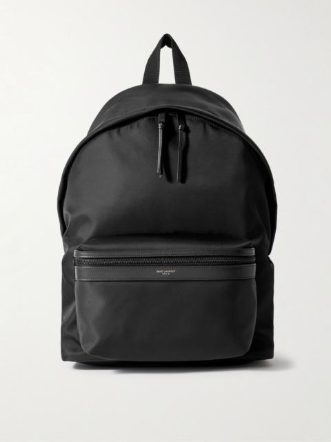 SAINT LAURENT City Leather-Trimmed Shell Backpack Black