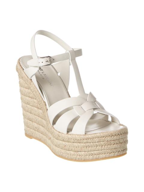 Saint Laurent Tribute 85 Leather Espadrille Wedge Sandal
