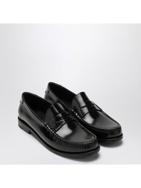 Saint Laurent Black leather loafer with monogram