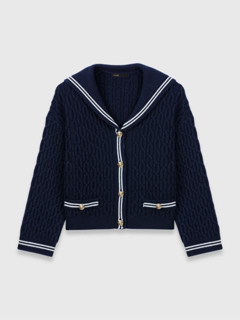 maje Boat neck cable-knit cardigan