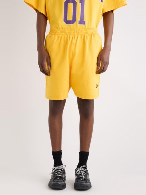 BALENCIAGA Balenciaga Loop Sports Icon Fleece Sweat Shorts in 7090 Yellow/Deep Purple at Nordstrom