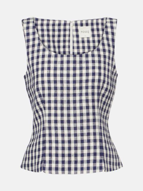 POSSE Sadie gingham linen top
