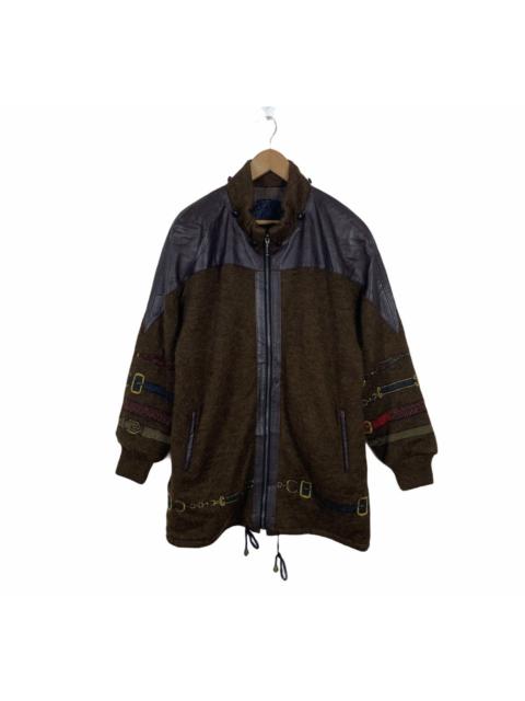 Other Designers Vintage Mohair Golden Belt Knitted Pure Lambskin Jacket