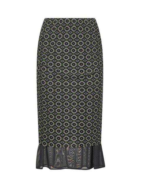 Dries Van Noten Dries Van Noten Women Green Printed Mesh Layered Midi Skirt
