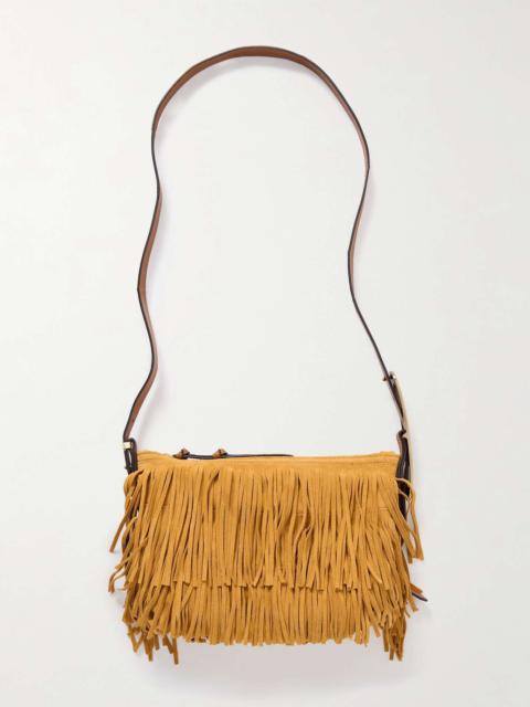 Leyden mini fringed suede shoulder bag Sand