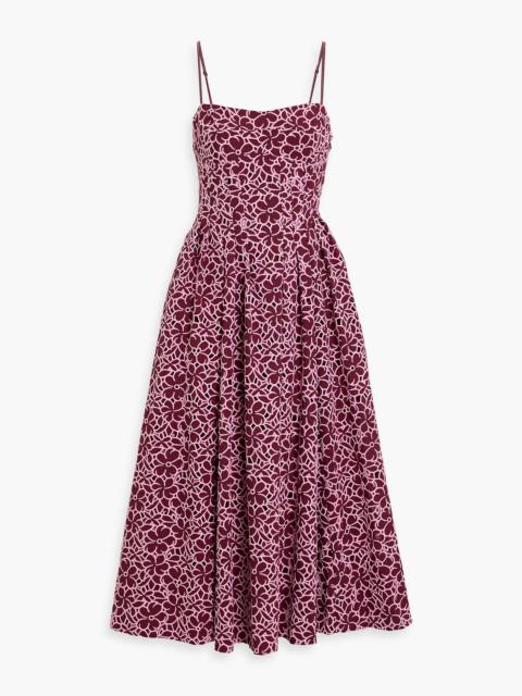 SIMKHAI Kittiya pleated broderie anglaise cotton midi dress