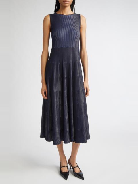 EMPORIO ARMANI Emporio Armani Stripe Sleeveless Knit Midi Dress in Solid Black at Nordstrom