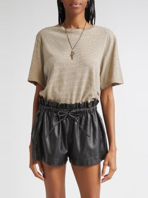 Isabel Marant Étoile Isabel Marant Étoile Zewel Stripe Oversize Cotton & Linen T-Shirt in Black/Beige at Nordstrom