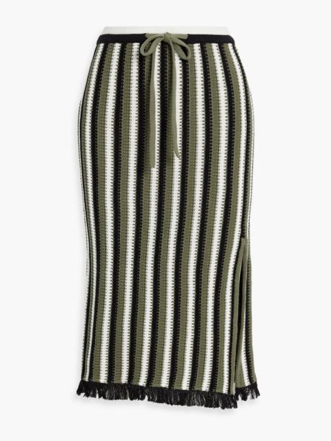DIANE VON FURSTENBERG Paulina striped crocheted cotton midi skirt