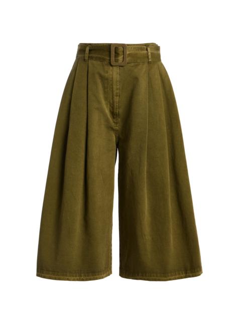 CO Garment-Dyed Cotton Pleated Culottes olive