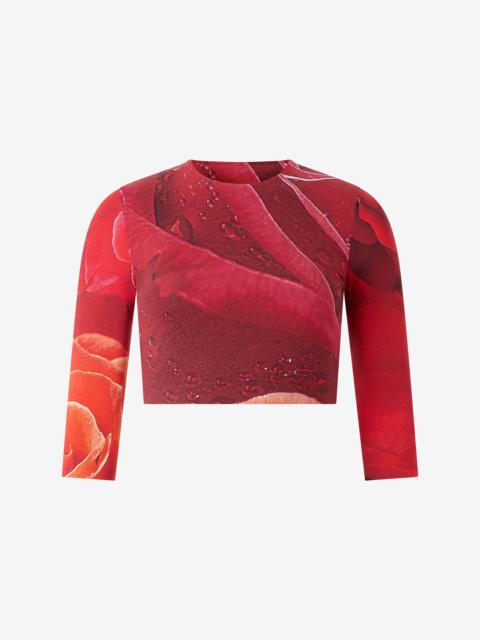 Roberto Cavalli Rose-Print Crop Top