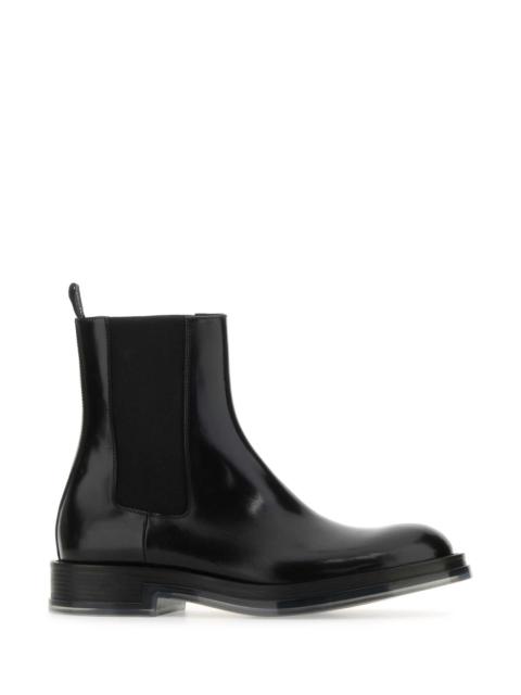 Alexander McQueen Alexander Mcqueen Men Black Leather Float Ankle Boots