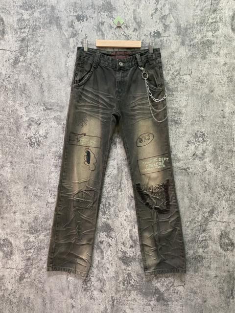 Other Designers Seditionaries - THLETIC DEPT COLLEGE Dark Brown Rare Acid Wash Design Pants