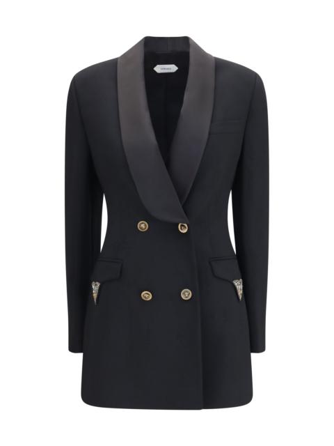 VERSACE Versace Wool Double Breasted Blazer Black