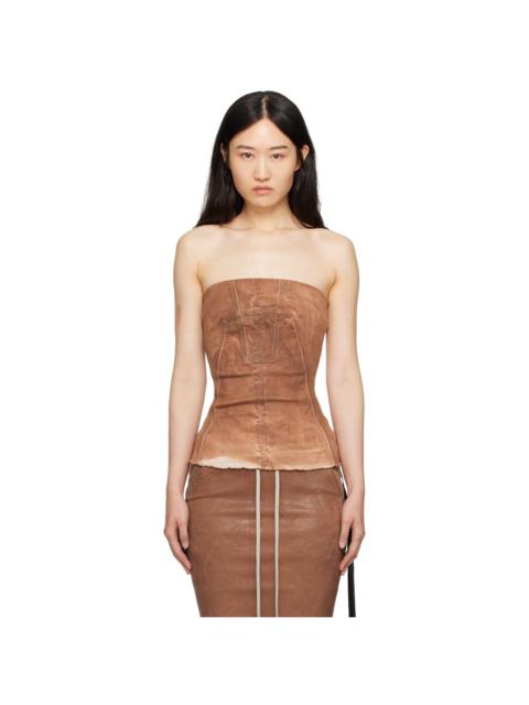 Rick Owens DRKSHDW Brown Porterville Bustier Denim Top