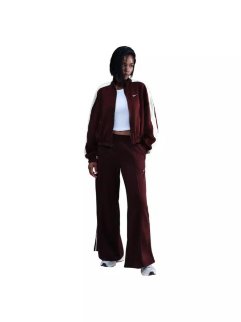 Nike Women's Sportswear Mid-Rise Wide-Leg Track Pants - Burgundy