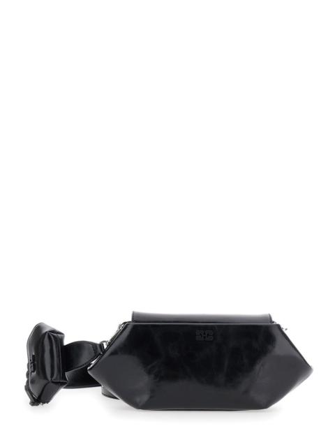 GANNI Ganni Women Shoulder Bag With Triomphe Plate In Black Leather For Women