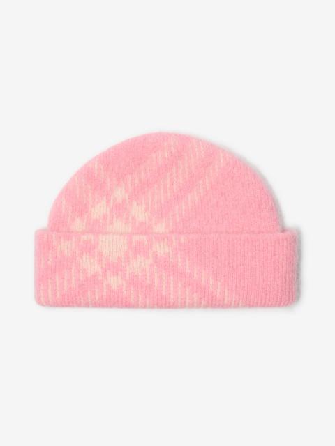 Burberry Check Mohair Wool Blend Beanie