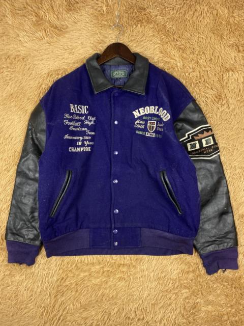 Other Designers Vintage Neo Blood Leather Sleeve Varsity Jacket DJ0899