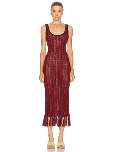 The Elder Statesman Stripe Scoopneck Fringe Dress