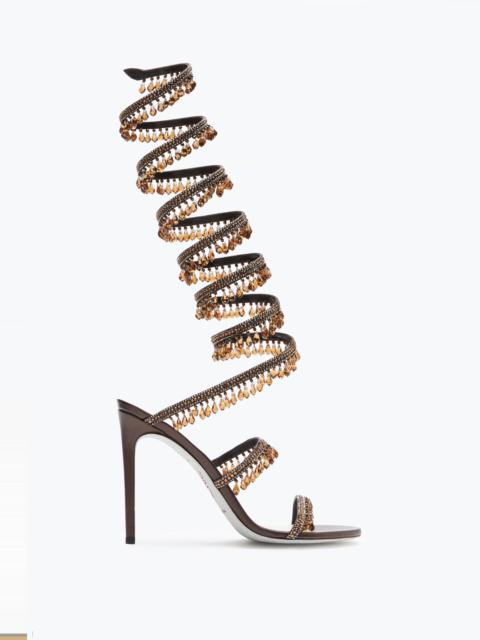 RENE CAOVILLA Chandelier Crystal Chestnut Brown Sandal 105