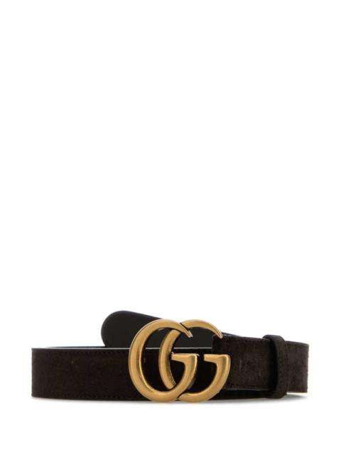 GUCCI Gucci Men Dark Brown Suede Belt