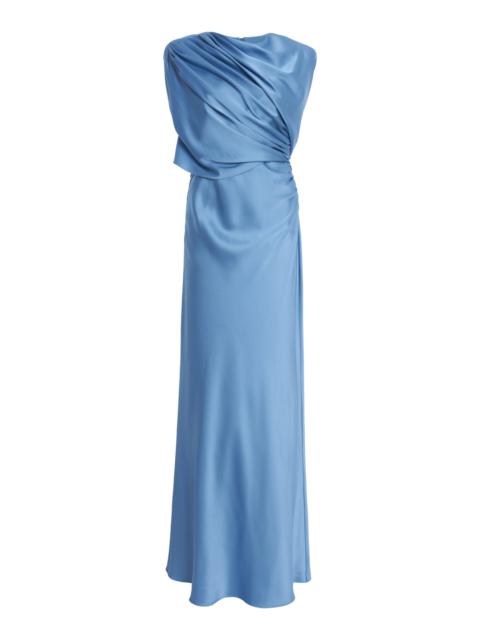Stella McCartney Draped Satin Cape Gown blue