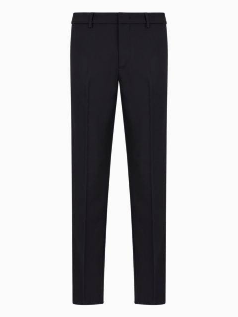 Virgin wool-blend chinos with a trouser crease